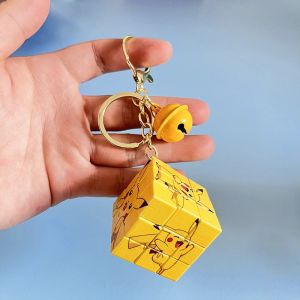 Pokemon Creative Pikachu Mini Rubiks Cube Keychain Pendant Cute Car Couple School Bag Pendant Thinking Cartoon Puzzle Toy Gift