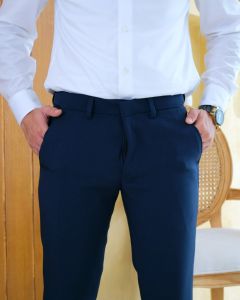 [ELQOIS] Celana Kerja Formal  Pria Slimfit STRETCH bahan semiwool melar 5cm Hitam Abu Navy