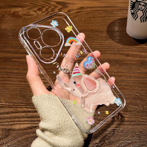 Sunshine Rainbow Cute Pink Elephant Huawei Pura80/70 P60Art Transparent Ultra Durable Soft P50e Protective Phone Case for Women