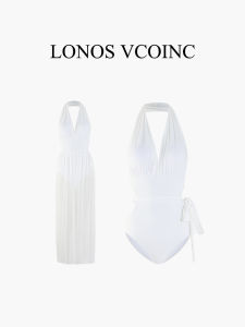 White LONOS VCOINC Swimming Suit Two-Piece Set Beach Vacation Pure Desire Style Casual Swimwear with Back Exposure