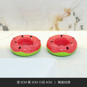 Ceramic Dental Brush Holder Doughnut Watermelon Pattern Electric Toothbrush Stand Bathroom Organizer No Drilling Required