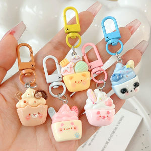 พวงกุญแจไอศครีมรูปสัตว์การ์ตูน5ชิ้นพวงกุญแจแบบแขวนกระเป๋าถือกระเป๋าเป้นักเรียนเพื่อนพวงกุญแจคู่รักของขวัญตกแต่งแหวน