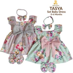 Little Beibe 1pcs Tasya Ribbon Set Dress 0-6 Bulan