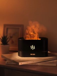 Simulation Flame Air Humidifier Home 180ML 7-Color Air Humidifier Flame Aromatherapy Machine Ultrasonic Atomizer
