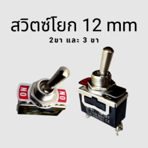 สวิตช์โยก 12 mm 2 ขา และ 3 ขา สีเงิน