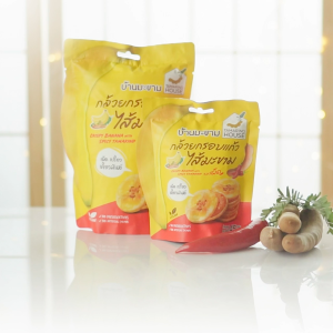 บ้านมะขาม - (แพ็ค 6 ซอง) กล้วยกรอบแก้วไส้มะขามรสเผ็ด 45 กรัม กล้วยเบรคแตก