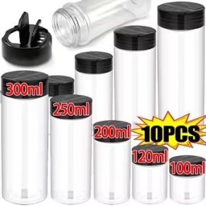 เครื่องปั่นขวดใส่เครื่องเทศพริกไทยพลาสติกใสเครื่องปั่น Toples Bumbu บาร์บีคิวขวดเครื่องปรุงอาหารเครื่องมือทำครัวพร้อมฝา10/5ชิ้น