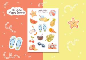 Sticker tự thiết kế - sticker sheet happy summer - hình dán sổ nhật kí bullet journal - unim029