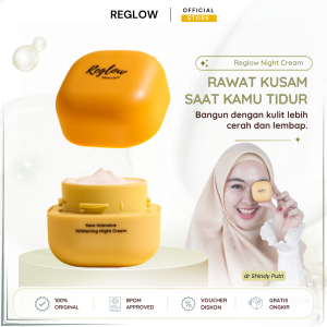 Reglow Night Cream Malam Krim Wajah Glowing Penghilang Flek Hitam Dan Noda Bekas Jerawat Whitening