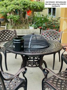 Bàn ghế sân vườn ngoài trời LACASA. Chống rỉ sét nắng mưa có bếp nướng. Nhôm đúc nhập khẩu cao cấp. Biệt thự sang trọng