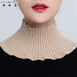 เสื้อคลุมกันหนาวแบบสวมหัวสำหรับผู้หญิง ผ้าถัก เสื้อกันหนาวแบบสวมหัว ปกคอสเวตเตอร์ ปลอม แขนยาว สไตล์เกาหลี