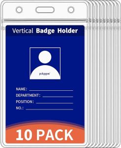 Vertical ID Badge Holders Clear Plastic Work Card Sleeve Name Tag Holder Cover with Waterproof Resealable Zip Type