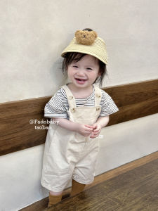 Cute Summer Childrens Overalls Set Baby Girl Short Sleeve Onesie Two-Piece Suit Adorable FADOBABY Korean Style Cotton Polyester