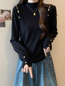 Elegant French Style Semi-high Collar Knitted Top