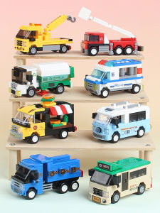 Educational Assembly Toy Blocks Small Particles Car Racing Engineering Vehicle Gift for Kindergarten Boys And Girls New Model
