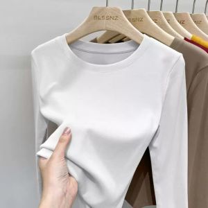 2025 Thermal Clothes Velvet Bottom Shirt for Women Half High Collar Solid Color Thermal Long Sleeve