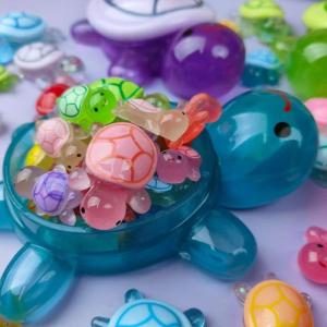 1PC Night Glow Large Turtle+Mini Luminous Turtles Figurines Resin Craft Glowing Turtle Storage Ornament Landscape Desktop