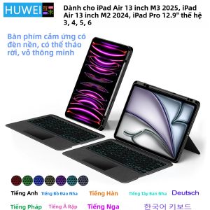 Bao Da Bàn Phím Magic Dành Cho iPad Air 13 Inch M3 2025 M2 Pro 12.9 Inch - Hỗ Trợ Ngôn Ngữ Tây Ban Nha Bồ Đào Nha Tiếng Do Thái Tiếng Đức Tiếng Hàn - Bao Da Dạng Folio