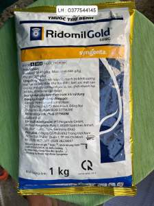 Thuốc trừ bệnh Ridomil Gold 68wg- syngenta ( gói 1kg ) trị bệnh sương mai hại ca cao thán hư hại điều loét sọc nặt cạo cao su chết cây con hại thuốc lá lạc chết nhanh hại hồ tiêu đốm lá hại ngô ( bắp )