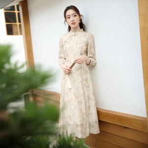 XIANGYING | Chinese Style Print Qipao Dress
