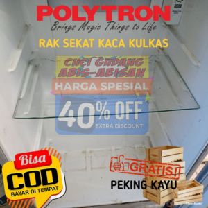 RAK KULKAS TUTUP BOX SAYUR POLYTRON KACA BIASA UKURAN 45 X 17CM