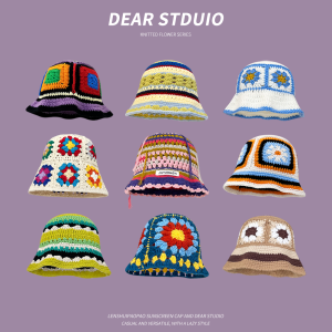 Japanese Style Fresh Cut Out Flowers Knitted Fisherman Hat Childrens Autumn and Winter Sweet All-Matching Face Small Woolen Cap Tide