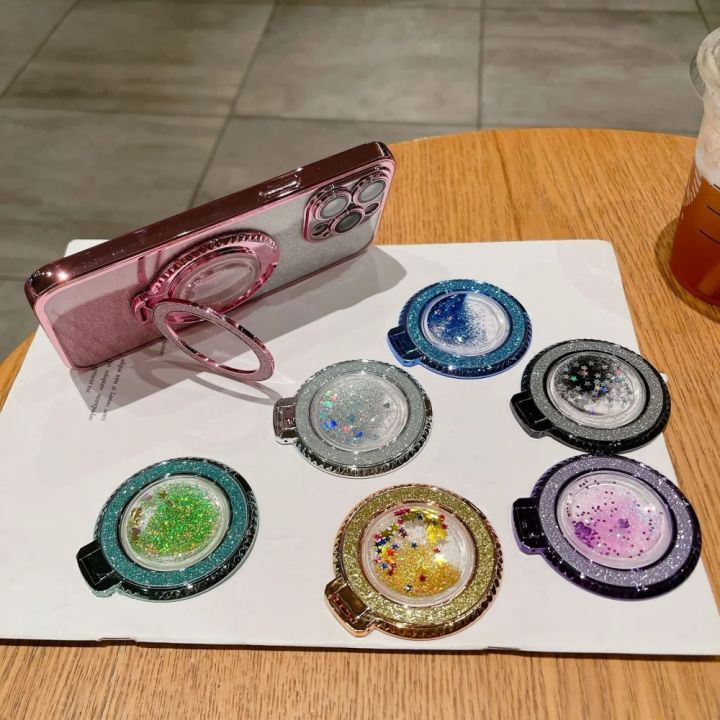 360%20Rotating%20Bg%20Quicksand%20Plating%20Finger%20Ring%20Holder%20Fashion%20Glitter%20Stand%20Grip%20For%20Mobile%20Phone%20Back%20Sticker%20Socket%20Bracket%20-%20Image%202