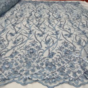 (COD) Kain Tille Bordir Motif Salur-Salur Full Payet Squinn || Bahan Kebaya