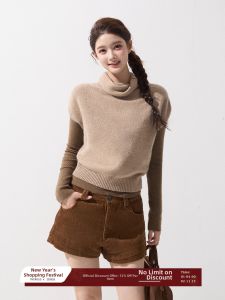 THROUS | Áo Sweater Tay Ngắn Cổ Đứng Form Rộng