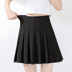 Spring & Fall New Pleated Skirt Elastic Womens Black Dress Fashion Tape Short Skirt High Waist Skirt Preppy Style Cross-Border