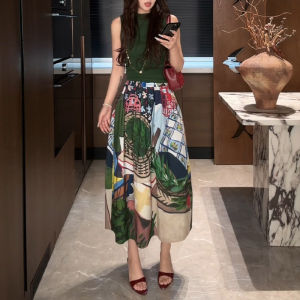 Shalldoer | Relaxed Fit Two-piece Set Womens Sleeveless Tank Top and Flared Skirt