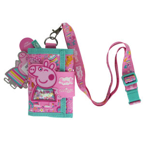 กระเป๋าสตางค์สำหรับเด็กผู้หญิงสไตล์ออสเตรเลียหมูเป็ปป้ากระเป๋าสตางค์หนัง3ชั้นกระเป๋าใส่บัตร Dompet Koin 5นิ้ว