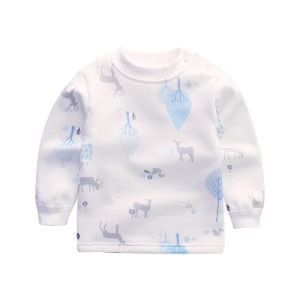 Kids Thickened Fleece-lined Heattech Single Blouse Baby Boys Bottoming Shirt Baby Pure Cotton Intimates Toddler Thermal Top Underwear