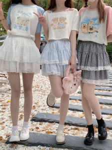 Mystery Rabbit Girl Original Japanese Style Soft Sister Ballet Half-length Elastic Cake Lace Versatile Safety Pant Built-in Short Skirt