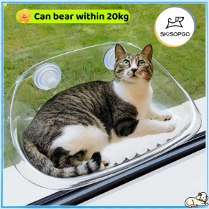 SKISOPGO Cat Window Hammock With Strong Suction Cups Transparent Cat Nest Pet Kitten Hanging Sleeping Bed Shelves for Marble Smooth Glass and Sheet