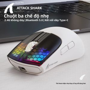Chuột Chơi Game Không Dây Nhẹ Attack Shark X5 49g Cảm Biến PAW3212 Tương Thích Ba Chế Độ Với PC/Mac/Windows Bluetooth/USB Có Thể Sạc Lại