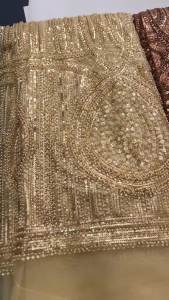 White luxury stretch high-end mesh lace - floral embroidery crystal mesh lace fabric for wedding dresses and fashion S4585