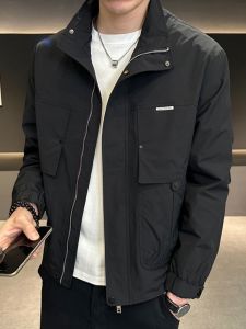 ROMON | Lormen Mens Casual Short Jacket Stand Collar Outdoor Windproof Fashionable Urban Style Autumn New Arrival Polyester Fiber