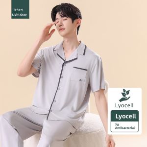 Miiow | Mens Casual Short Sleeve Sleepwear Light Weight Breathable Lenzing Lyocell Fiber Summer Home Clothes Outdoor Wearable