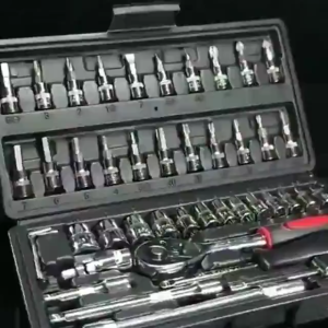 Set Sok Kunci 46 in 1 Shock Socket Kunci Pas Ring Toolkit Perbaikan Motor Mobil Obeng Ratchet Tool Kit Serbaguna