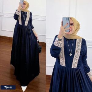 Gamis Midi Dress Wanita Kekinian 2023 Terbaru RAYANZA DRESS CERUTY BABYDOLL RESLETING DEPAN LD 108