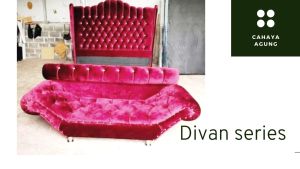 Divan mahkota Double sandaran + puk bahan beludru + laci tanpa kasur