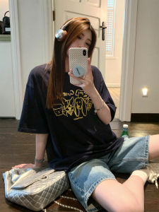 Áo Thun Cotton Pha Trộn Cổ Tròn in Họa Tiết Mùa Hè Thường Ngày Cho Nữ Áo Thun Tay Ngắn Thoải Mái Thoáng Khí