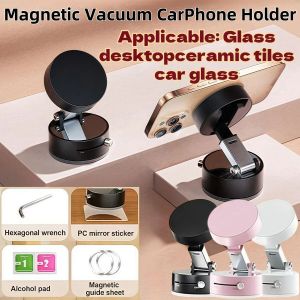 360° Degree Adjustable Car Vacuum Magnetic Suction Cup Folding Swivel Stand Vacuum Swivel Stand Mobile Phone Holder Multi-functional Auto Double Sided Suction Cup Magnetic Fold able