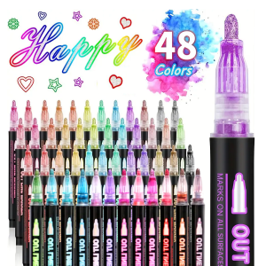 8/12/24/36/48 Colors double line outline Metallic Highlighter marker pens Squiggles Double Line Pen Magic Glitter Drawing Pens