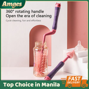 3 Pcs/Set Silicone Bottle Brush BPA Free 360 Degree Rotary Handle Bottle Brush Baby Bottle Pacifier Straw Multifunctional Cleaning Kit Baby Bottle Cleaning Brush Tool