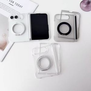 szhaiyu | Detachable 360°Rotating Bracket Matte Transparent Hard for Magsafe Magnetic Phone Case for IPhone Duo Fold Protective Cover