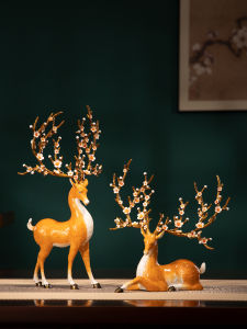 BAOTISEN | Chinese Style Enamel Deer Decorative Figurines Pair
