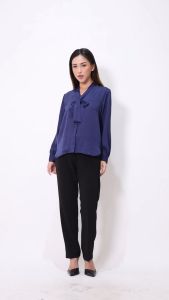 Urban Exchange Andeen Navy Blouse - Atasan Formal Wanita Korean Style