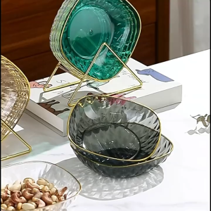 Mi.more 1 Set(8Pcs Piring + 1Pc Tatakan) Piring Makanan Diamond Dan Tatakan Rak Gold